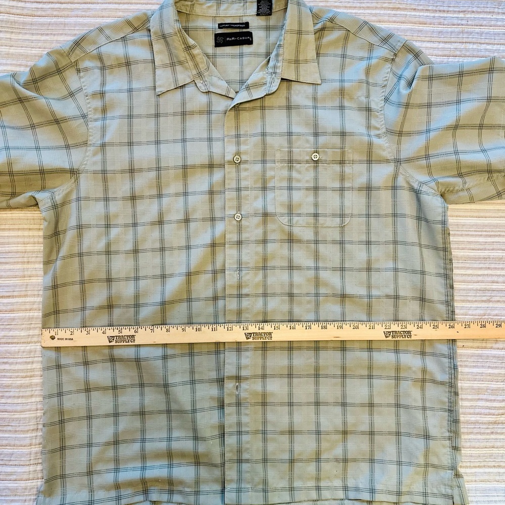 R&R Casual Shirt Mens 2XL Green Plaid Button Up Short Sleeve Luxury Microfiber - Picture 5 of 10